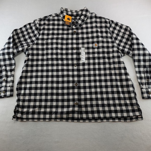 NWT Carhartt Shirt Womens XXL 2XL Black Flannel Rugged Flex Loose Buffalo Plaid‎ - Picture 1 of 12